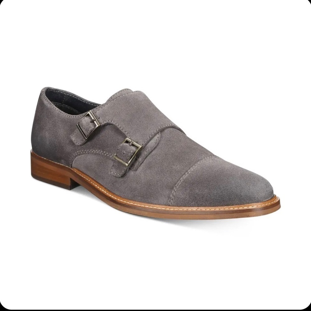 Alfani Men's Grey Suede Darius Monk-Strap Oxfords Shoes